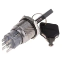 RS PRO Stainless Steel IP40 Key Switch, DPDT, 5A Contact Current, Momentary Operation, 2 Positions IP40 IP40