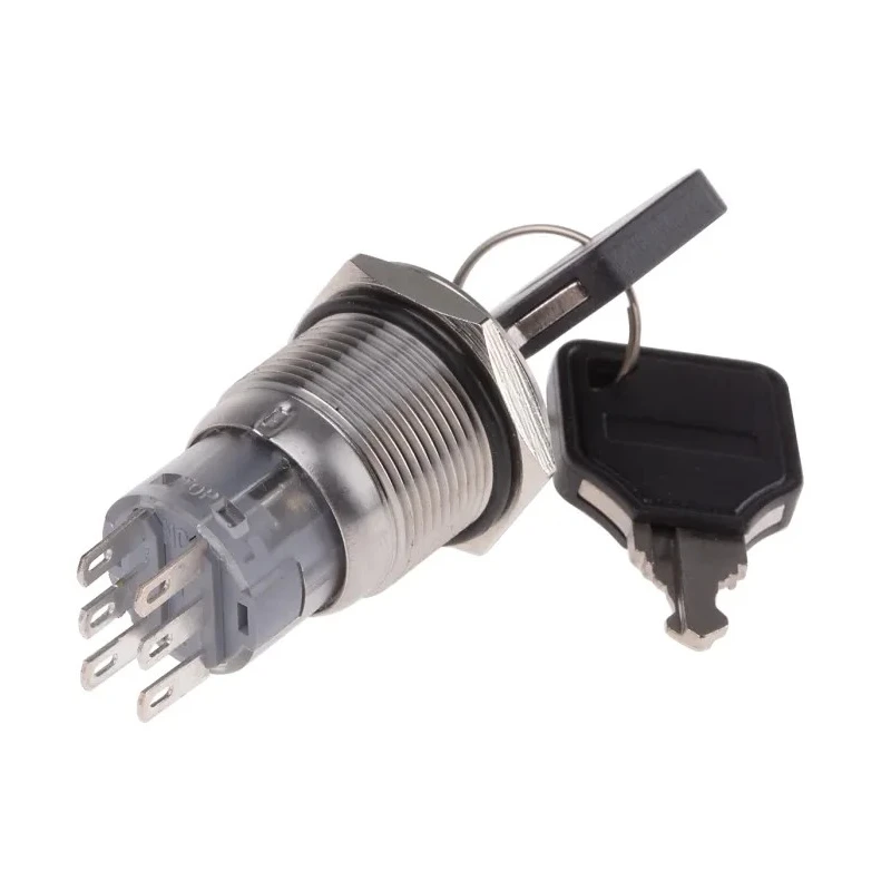 RS PRO Stainless Steel IP40 Key Switch, DPDT, 5A Contact Current, Momentary Operation, 2 Positions IP40 IP40
