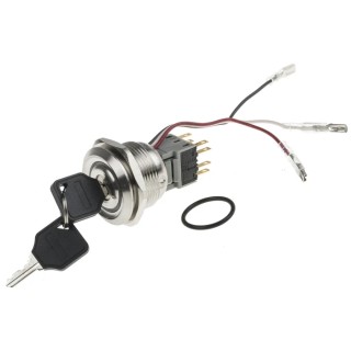 RS PRO Stainless Steel IP40 Latching Key Switch DPDT 5A 2-Way 30.2 mm Panel Cut-Out IP40 IP Rating IP40