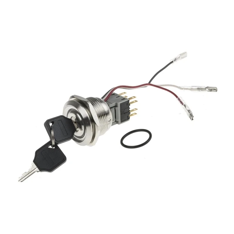 RS PRO Stainless Steel IP40 Latching Key Switch DPDT 5A 2-Way 30.2 mm Panel Cut-Out IP40 IP Rating IP40