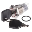 RS PRO IP40 Stainless Steel 5A 3-Position Latching DPDT Key Switch with Flat Key IP40 IP Rating IP40
