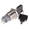 RS PRO IP40 Stainless Steel 5A 3-Position Latching DPDT Key Switch with Flat Key IP40 IP Rating IP40