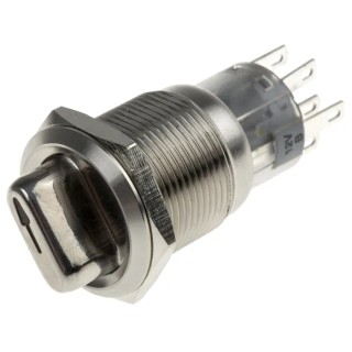 RS PRO Illuminated Rotary Selector Switch On-On 2 Positions IP67 12 V 5 A Stainless Steel 877-1983