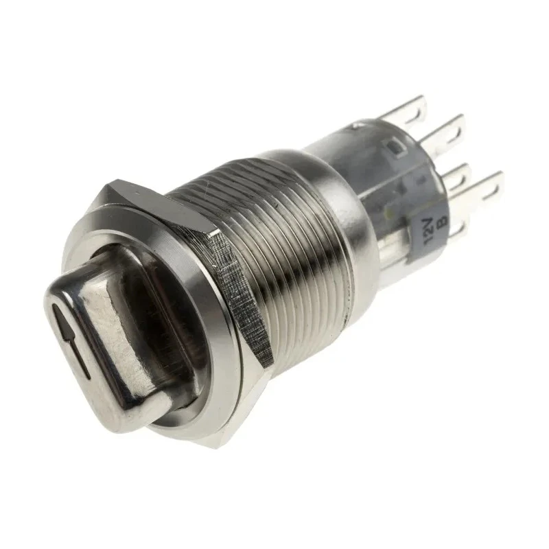 RS PRO Illuminated Rotary Selector Switch On-On 2 Positions IP67 12 V 5 A Stainless Steel 877-1983