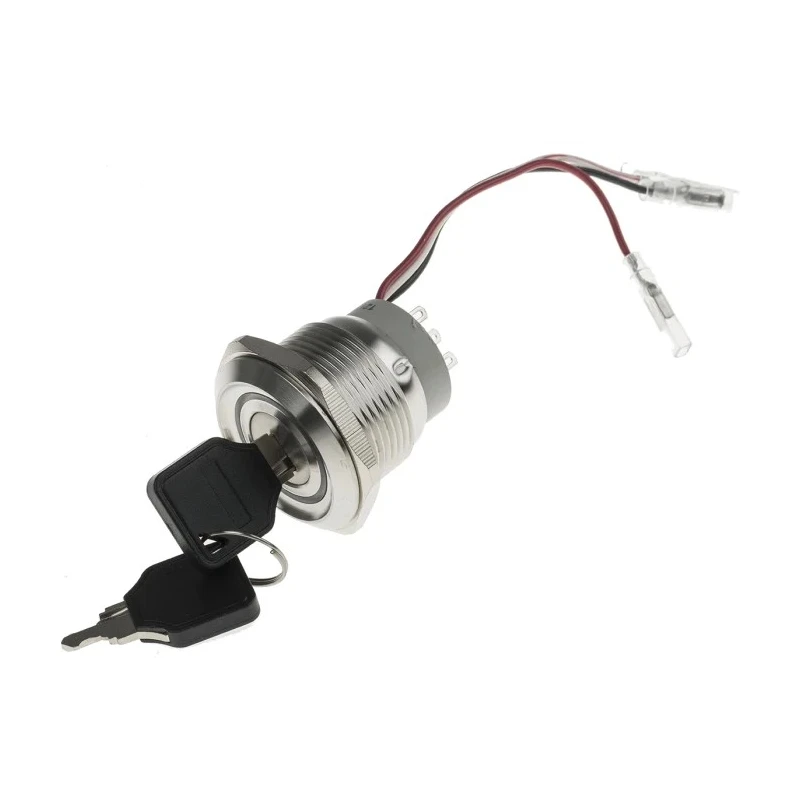 RS PRO IP40 Stainless Steel Latching DPDT Key Switch, 5A Current, 3 Positions, Round Bezel IP40, 30V DC, 250V AC IP40