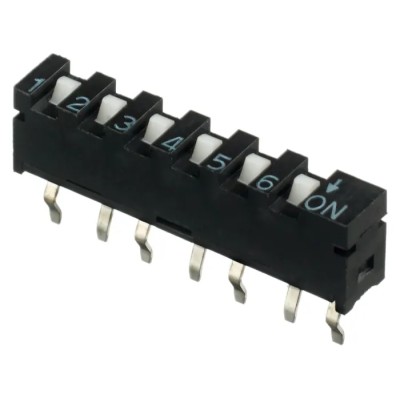 APEM Slide SIP Switch, Actuator Type Slide, Single In Line, Non-Switching Rating 100mA 50Vdc, Switching Rating 10mA SIP-06TV