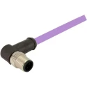 HARTING Sensor Actuator Cable Female 4 Way Right Angle to Male 4 Way M12 250V IP67 Polyurethane Jacket 1 m 21349091487010