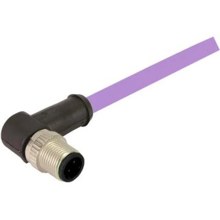 HARTING Sensor Actuator Cable Female 4 Way Right Angle to Male 4 Way M12 250V IP67 Polyurethane Jacket 1 m 21349091487010