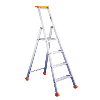 TUBESCA Anodised Aluminium 4 Steps Step Ladder 0.88m Platform Height 1.54m Open Length 02370004