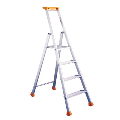 TUBESCA Anodised Aluminium 4 Steps Step Ladder 0.88m Platform Height 1.54m Open Length 02370004