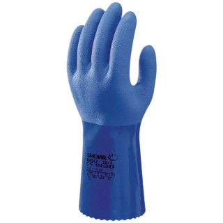 Showa Blue Cotton Work Gloves Size 10 with Polyvinyl Chloride Coating SHO660