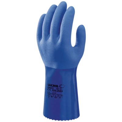 Showa Blue Cotton Work Gloves Size 9 Polyvinyl Chloride Coating SHO660