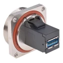 Telegartner Straight Panel Female 1 Port USB Type A to A IP68 USB Connector USB 3.0 J60020A0004