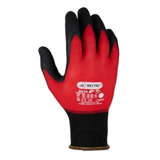 Skytec Beta 1 Black, Red Nylon, Spandex Work Gloves Size 10/XL Nitrile Foam Coating SKY50