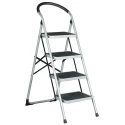 RS PRO 4 Tread Steel Folding Step Stool 0.93m Platform Height, Silver Grey 877-6828