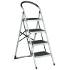 RS PRO 4 Tread Steel Folding Step Stool 0.93m Platform Height, Silver Grey 877-6828