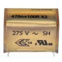 KEMET P409 Paper Capacitor X2 275V AC 275 V DC Through Hole Mount 470nF Capacitance P409EL474M275AH101