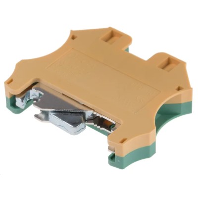 RS PRO 2-Way DIN Rail Earth Block 10mm² 1.5mm² 16AWG 6AWG Wire Screw Polyamide Housing 878-7550