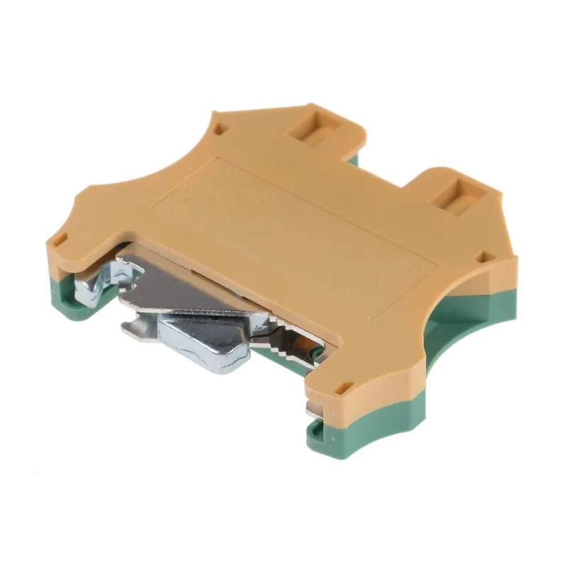 RS PRO 2-Way DIN Rail Earth Block 10mm² 1.5mm² 16AWG 6AWG Wire Screw Polyamide Housing 878-7550