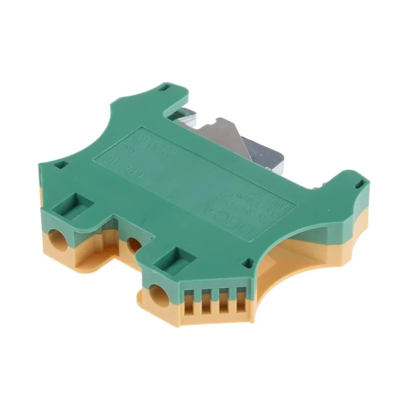 RS PRO 2-Way DIN Rail Earth Block 10mm² 1.5mm² 16AWG 6AWG Wire Screw Polyamide Housing 878-7550