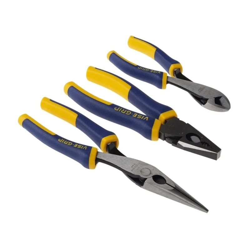 Irwin 3-Piece Plier Set Chromium-Nickel Steel ProTouch Handles Machined Jaws 10505483