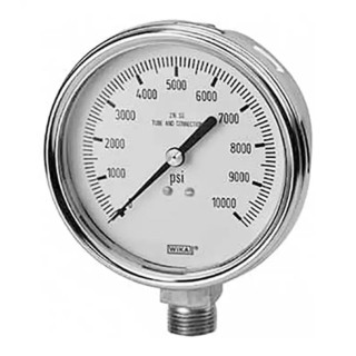 WIKA Stainless Steel Pressure Gauge 100 mm Dial Size 1/2 in MNPT Connection 100 psi Accuracy ±1% Model 9832615