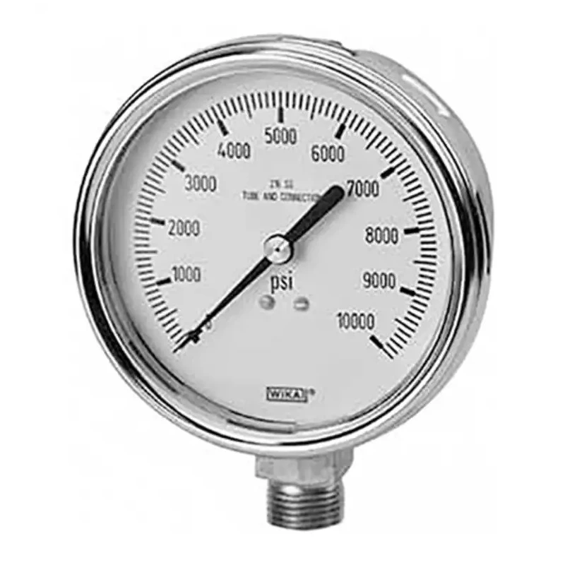 WIKA Stainless Steel Pressure Gauge 100 mm Dial Size 1/2 in MNPT Connection 100 psi Accuracy ±1% Model 9832615