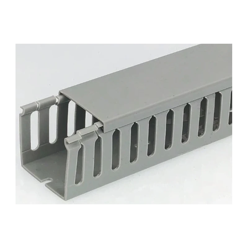 RS PRO Polyvinyl Chloride Grey Open Slot Cable Trunking W40mm x D40mm x L1m W40mm