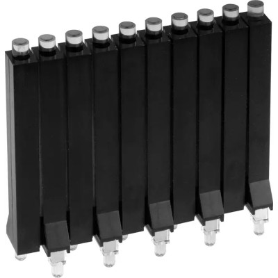 Mentor GmbH DIN Rail, Press-In 10-Way Straight Rigid LED Light Pipe Clear Yellow 3 mm 1272.0020