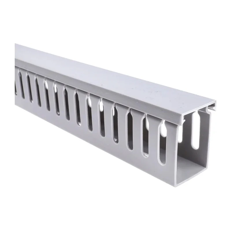 RS PRO Open Slot PVC Cable Trunking Grey W40mm x D60 mm x L1 m Self-Extinguishing W40mm