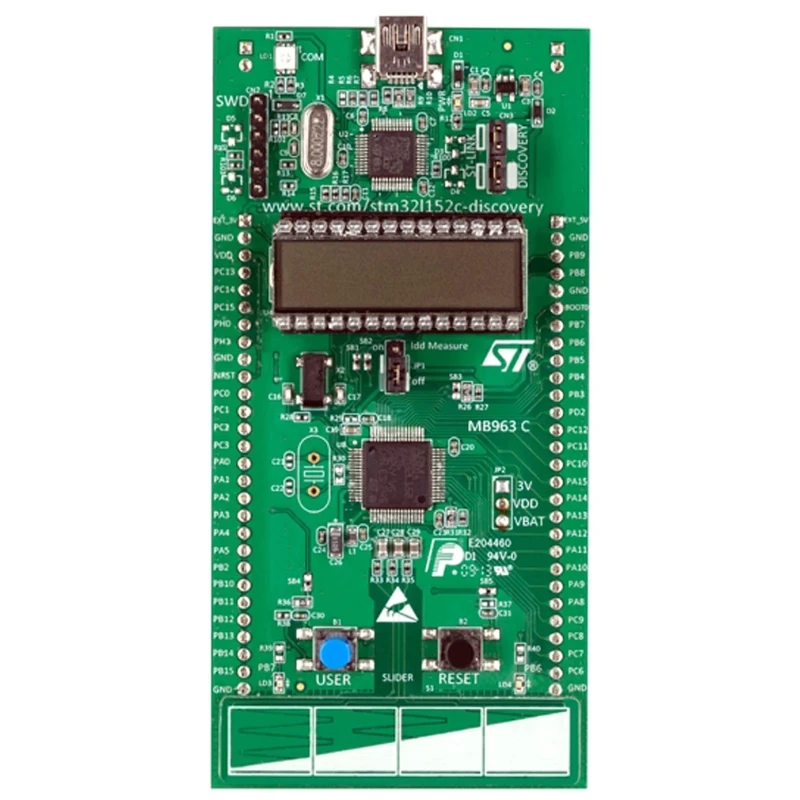 STMicroelectronics Discovery MCU Development Kit with ARM Cortex M3 32MHz MCU, 256KB Flash, 32KB RAM, RoHS STM32L152C-DISCO
