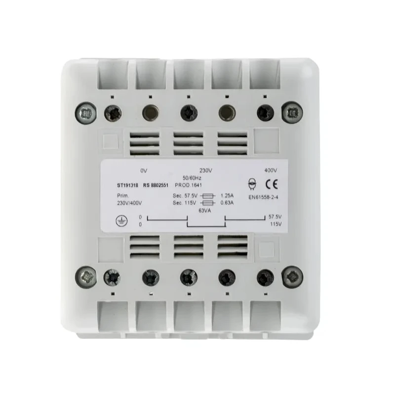 RS PRO 63 VA DIN Rail Transformer, 400 V AC, 230 V Primary, 115 V AC, 24 V, 12 V Secondary, IP21, RoHS, ASNZS 880-2551