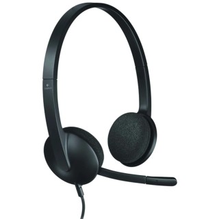 Logitech Black Over The Head Stereo USB Headset Noise Cancelling Microphone H340 981-000475