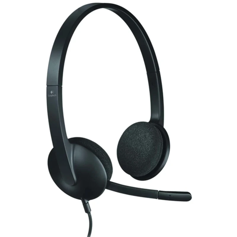 Logitech Black Over The Head Stereo USB Headset Noise Cancelling Microphone H340 981-000475