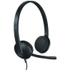 Logitech Black Over The Head Stereo USB Headset Noise Cancelling Microphone H340 981-000475