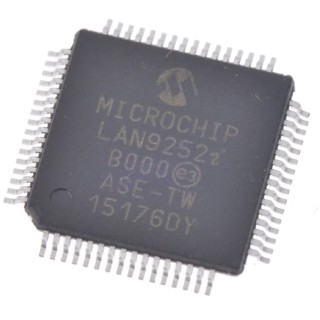 Microchip 64-Pin TQFP Ethernet Controller 3.3 V 100 Mbps Host Bus Full Duplex/Half Duplex LAN9252I/PT