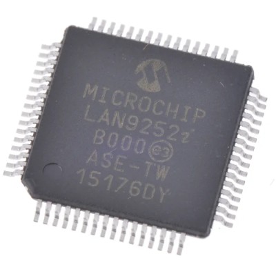 Microchip 64-Pin TQFP Ethernet Controller 3.3 V 100 Mbps Host Bus Full Duplex/Half Duplex LAN9252I/PT