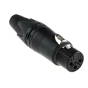 Neutrik Cable XLR Connector, Straight Orientation, 3 Contacts, 50V Voltage, 16A Current, Gold over Nickel Plating NC3FXX-B