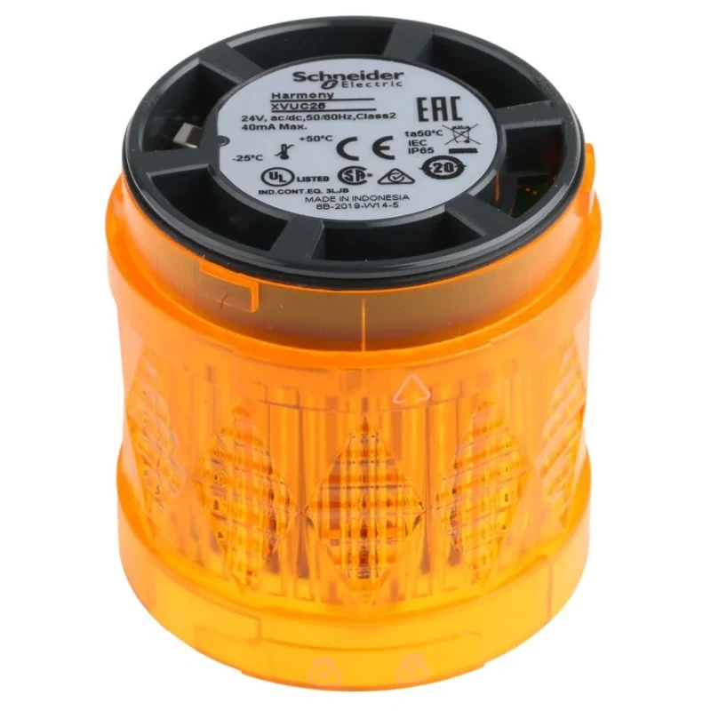 Schneider Electric Harmony XVU Series Amber Steady LED Beacon 24V AC/DC, 40mA, IP65 