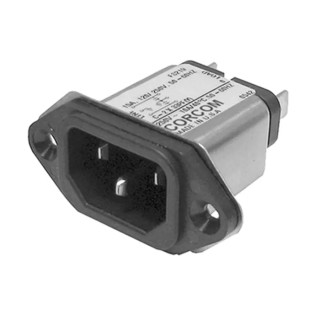 TE Connectivity IEC Filter Power Line 250V AC 15A Flange Mount Male Spade Termination SRB Series 6609987-7
