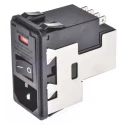 TE Connectivity IEC Power Line Filter Snap-in Mount Male Spade Termination 10A 120V AC, 250V AC 5-6609107-3