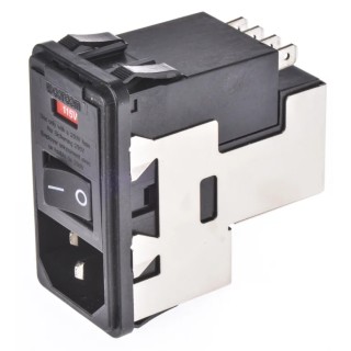 TE Connectivity IEC Power Line Filter Snap-in Mount Male Spade Termination 10A 120V AC, 250V AC 5-6609107-3