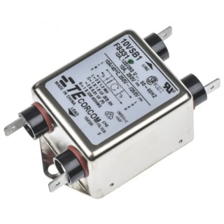 TE Connectivity Corcom SB High Performance Flange RFI Filter 10A 250V AC 50Hz/60Hz Fast-On 1-1609034-5