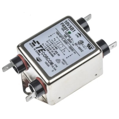 TE Connectivity Corcom SB 10A 250V AC 50Hz, 60Hz Flange Mount RFI Filter Fast-On Termination 1-1609034-5