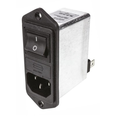 Schaffner 250V 10A Flange IEC Filter Male 2 Pole 2 Fuse Faston FN282-10-06