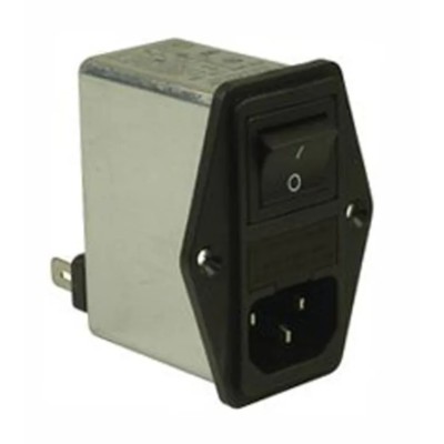 Schaffner 250V 10A Flange IEC Filter Male 2 Pole 1 Fuse Faston FN283-10-06