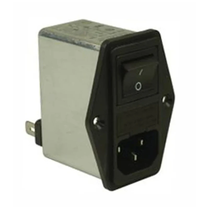 Schaffner 250V 10A Flange IEC Filter Male 2 Pole 1 Fuse Faston FN283-10-06