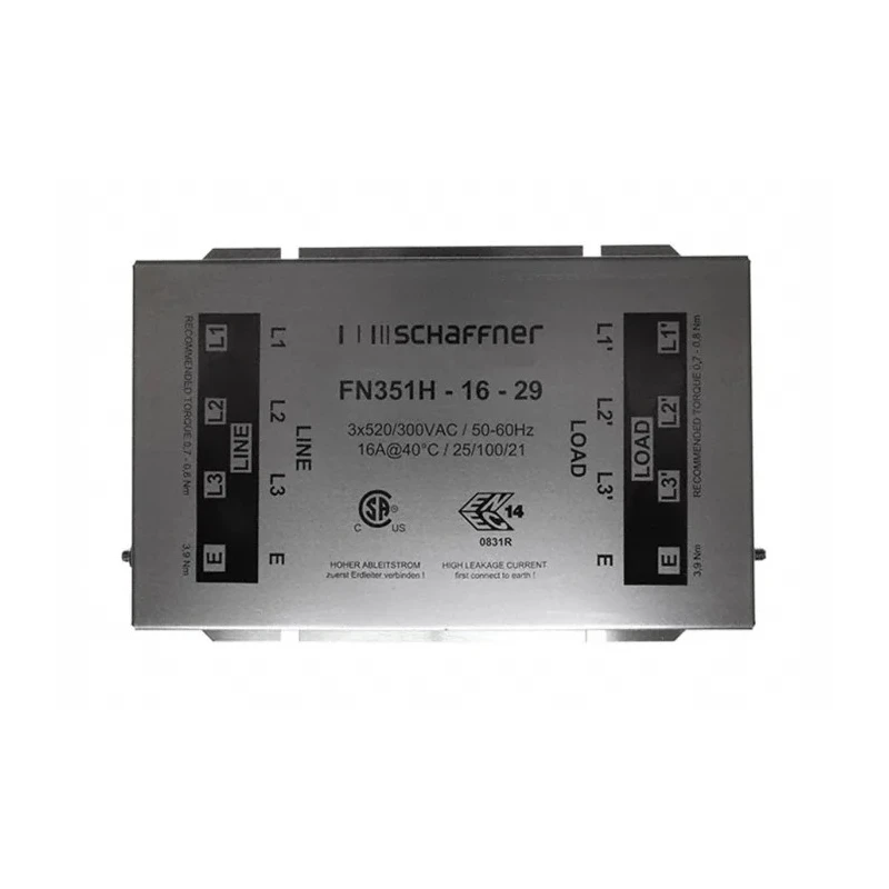 Schaffner Chassis Mount EMC Filter 16A 520V AC 0Hz/60Hz Terminal Block 3 Phase FN351
