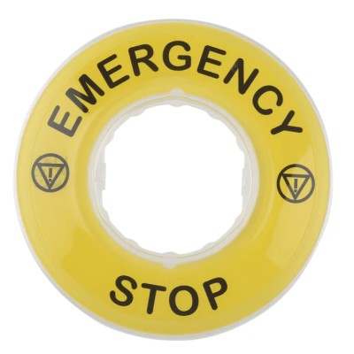 Schneider Electric 3D Marked Legend Plate for Emergency Stop Mushroom Head Push Button ZBY9320