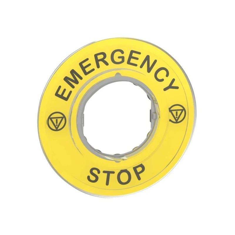 Schneider Electric 3D Marked Legend Plate for Emergency Stop Mushroom Head Push Button ZBY9320